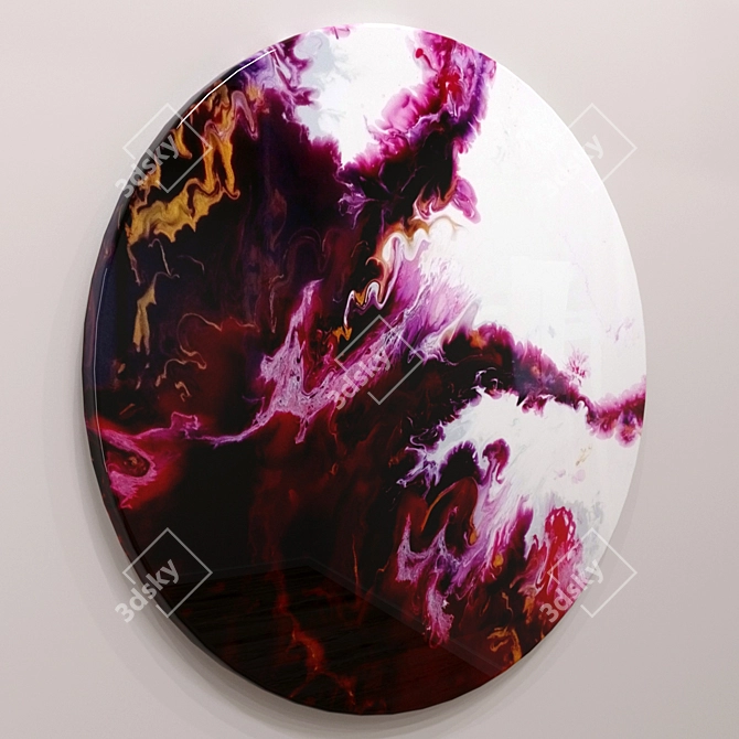 Round Fluid Art Epoxy Resin Coffee Table Top 3D model image 2