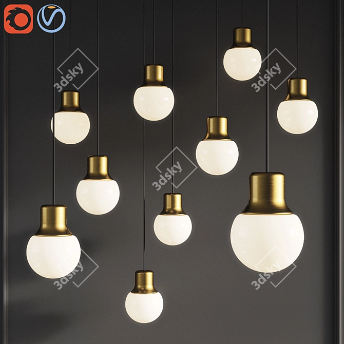 Elegant Gold Mass Pendant Light 3D model image 1