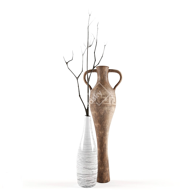 Elegant Vase Set for Decor 3D model image 1