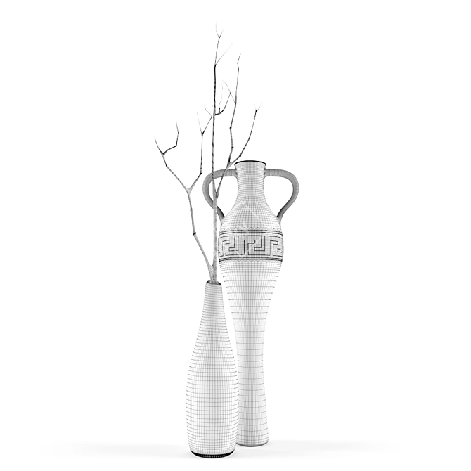 Elegant Vase Set for Decor 3D model image 2