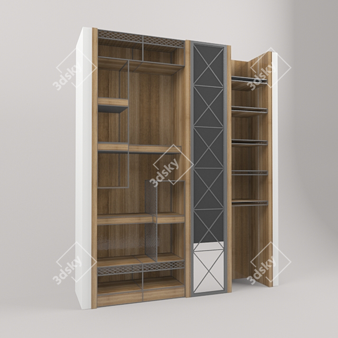 Rustic Ironwood Display Cabinets 3D model image 1