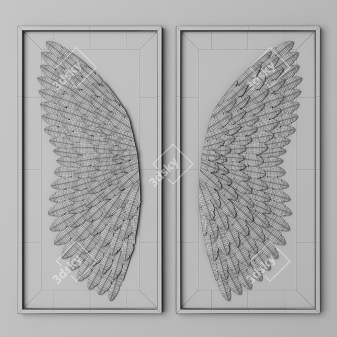 Hand-Folded Pink Angel Wing Art 3D model image 2