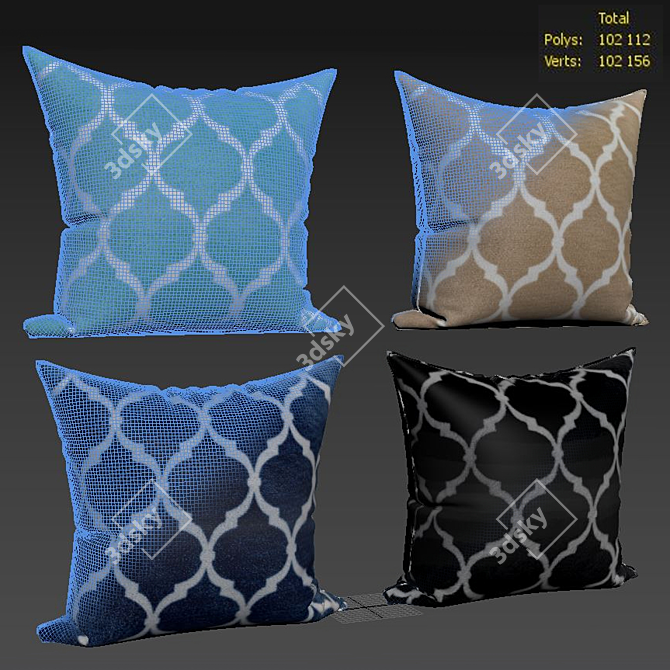 Elegant Decorative Pillow Set 3D model image 2