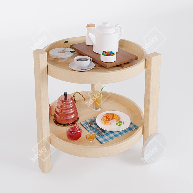 Breakfast Bar Cart: Stylish and Functional 3D model image 1