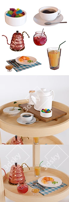 Breakfast Bar Cart: Stylish and Functional 3D model image 2