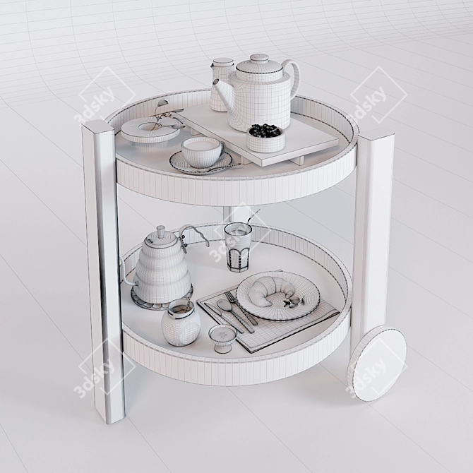 Breakfast Bar Cart: Stylish and Functional 3D model image 3