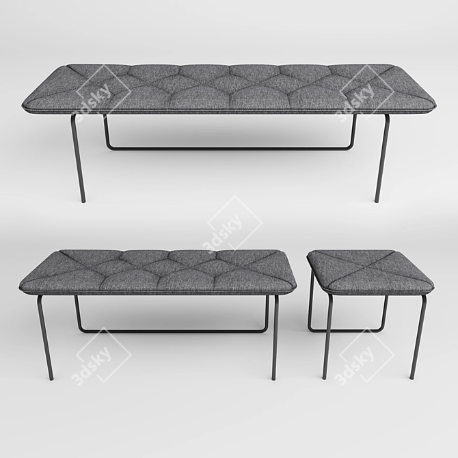 Elegant Tip Toe Bench for Narrow Spaces 3D model image 1