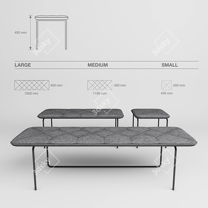 Elegant Tip Toe Bench for Narrow Spaces 3D model image 2