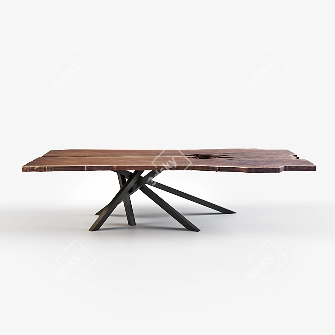 Natural Wood Dining Table 3D model image 2