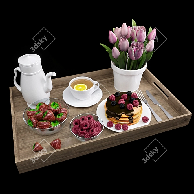 Rise & Dine: Luxe Breakfast Tray 3D model image 1