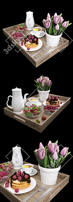 Rise & Dine: Luxe Breakfast Tray 3D model image 2