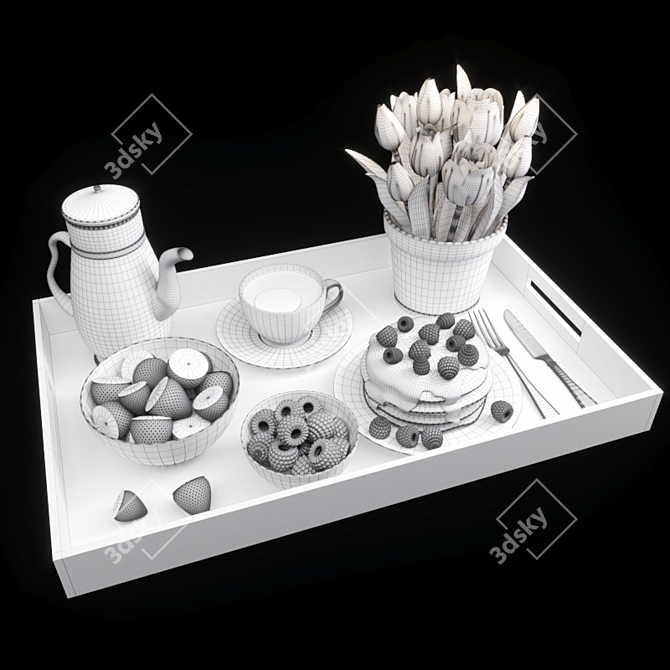 Rise & Dine: Luxe Breakfast Tray 3D model image 3