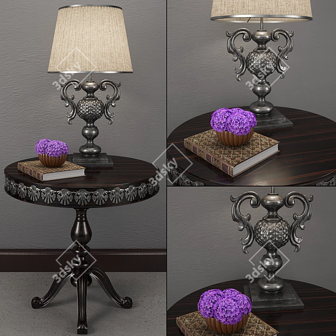 Elegant Decor Set: Lamp, Console, Plant 3D model image 1