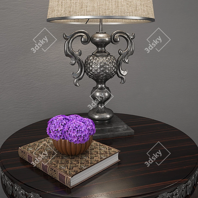 Elegant Decor Set: Lamp, Console, Plant 3D model image 2