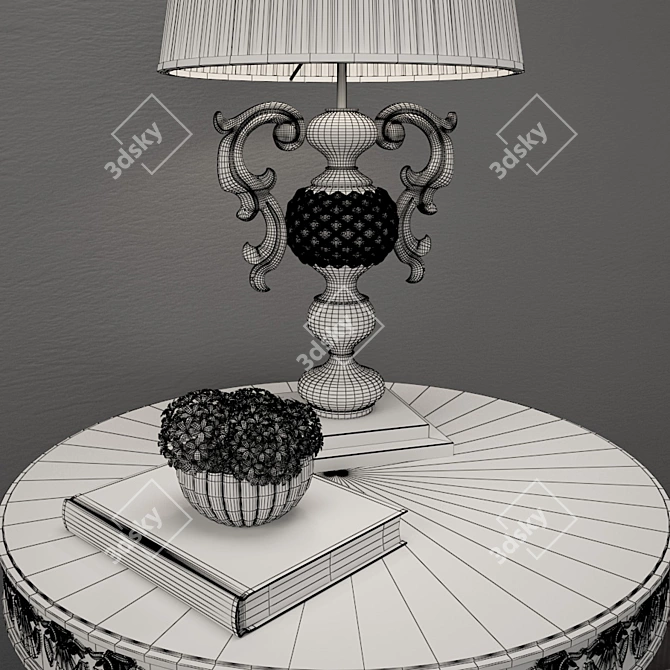 Elegant Decor Set: Lamp, Console, Plant 3D model image 3