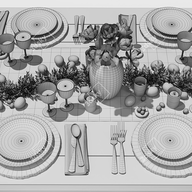 Elegant Easter Tableware: Pasture Bunny Collection 3D model image 2