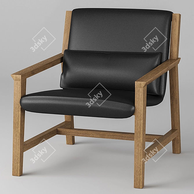 Modern Black Leather Chair 3D model image 1