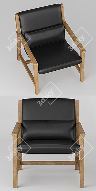 Modern Black Leather Chair 3D model image 2