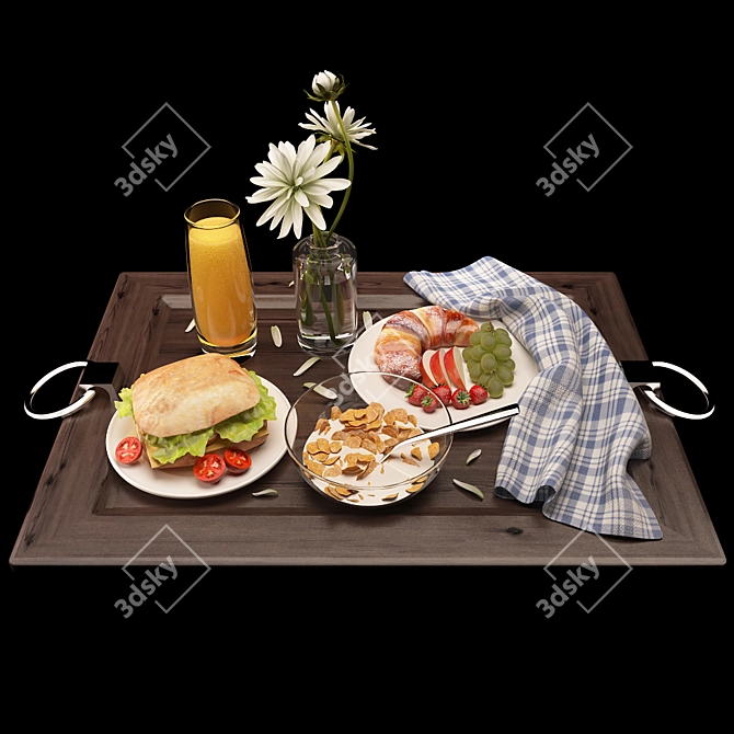 Served Breakfast Tray 3D model image 2