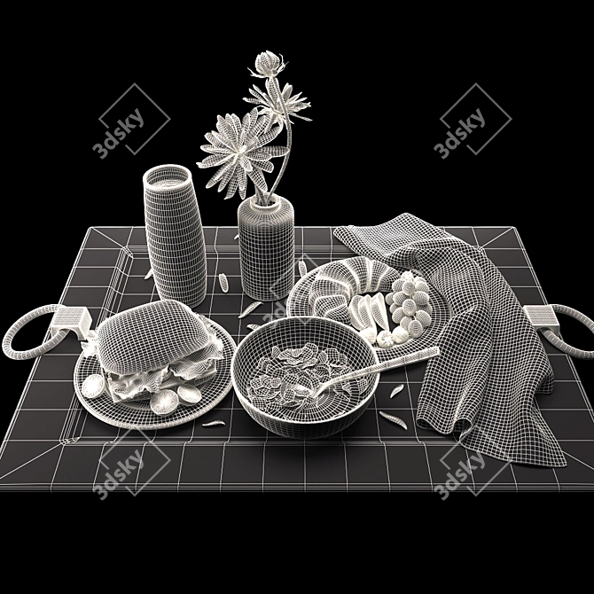 Served Breakfast Tray 3D model image 3