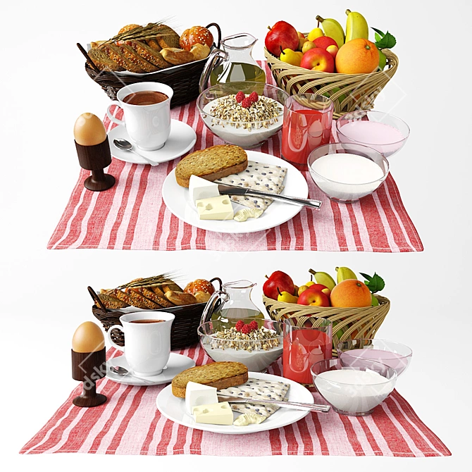 Cozy Morning Bliss: Breakfast in Bed 3D model image 1