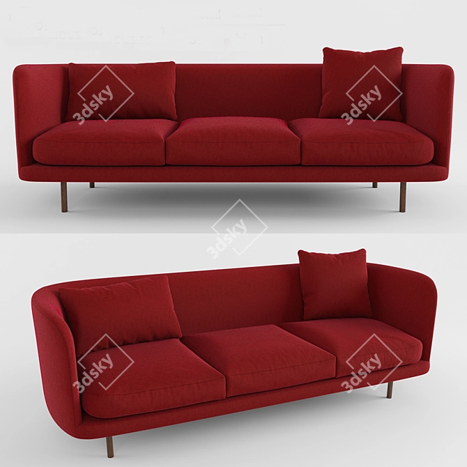 Modern Loose Cushion Sofa 3D model image 1