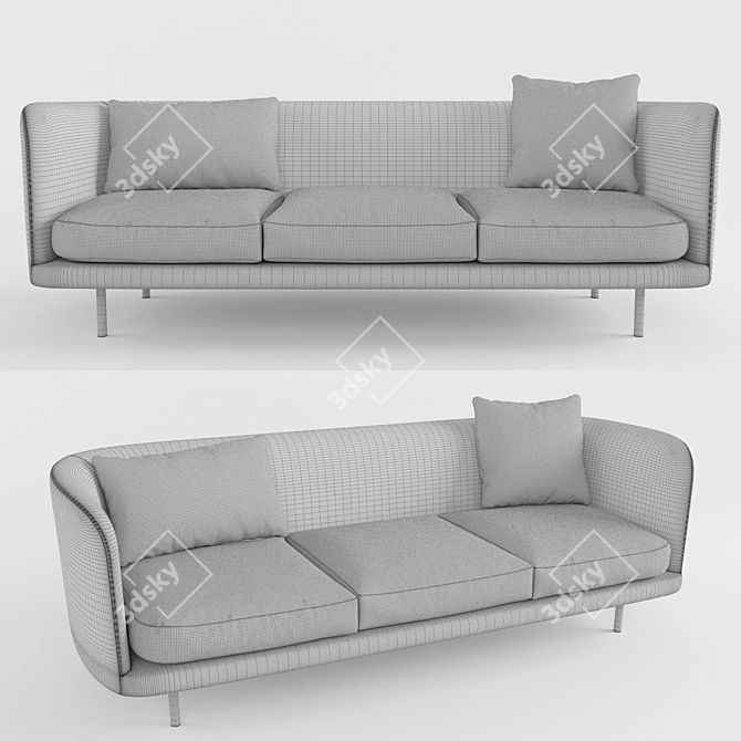 Modern Loose Cushion Sofa 3D model image 2