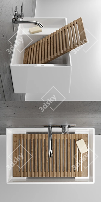 Elegant Utility: Meg11 Ceramic Washbasin 3D model image 2