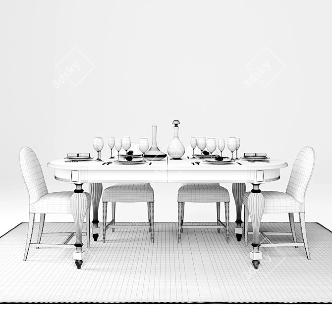 Tosconova MOOD Dining Set: Canova Extendable Table & Flo' Chairs 3D model image 3