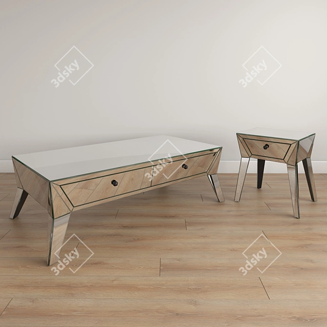 Glam Mirrored Coffee Table: Futuristic Elegance 3D model image 1