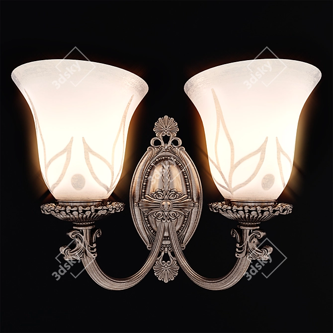 Handcrafted Amber Glass Wall Sconce 3D model image 1