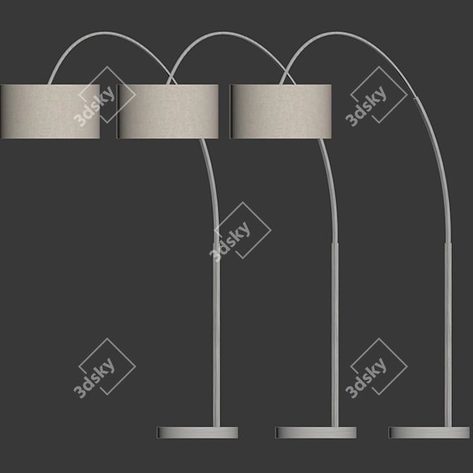Graceful Arc Overarching Linen Floor Lamp 3D model image 2