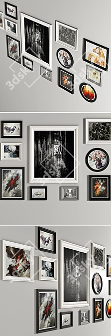 Classic Art Framed Wall Picture Set 3D model image 3