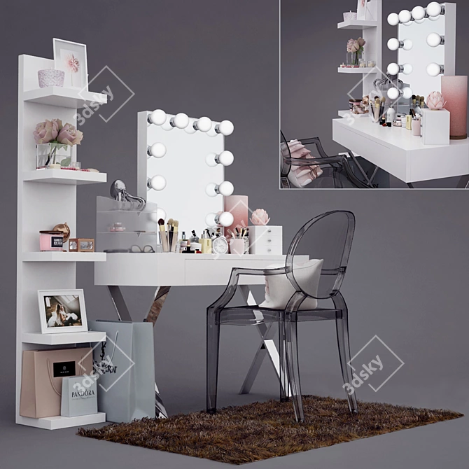 Sleek Vanity Table: High-Resolution Texture, Easy Setup 3D model image 1