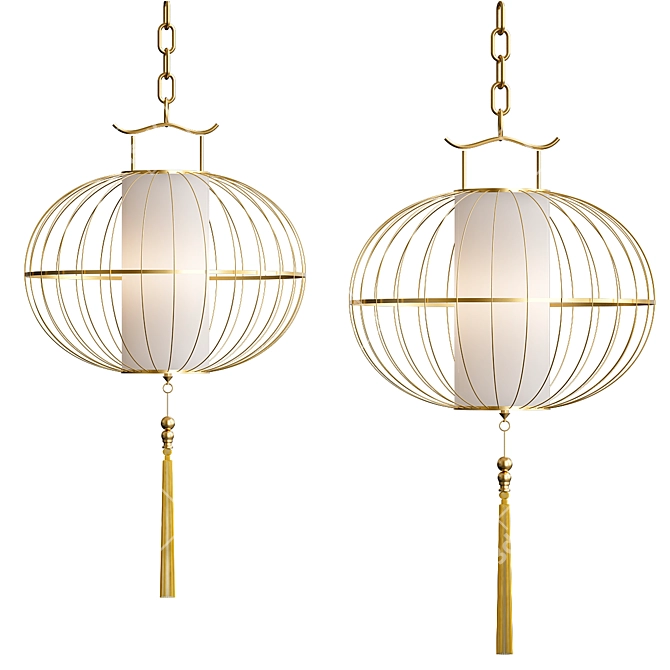 Vintage Chinese Pendant Lights 3D model image 1