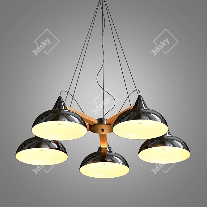 Coneca 3-Light Black Pendant 3D model image 1