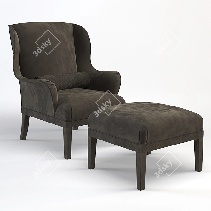 Veneta Stylish Chair & Ottoman 3D model image 1