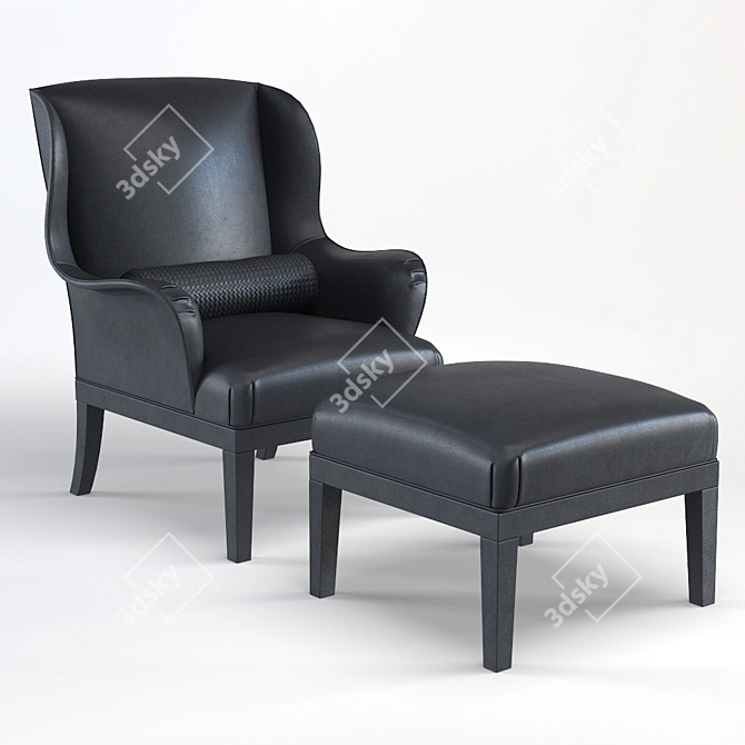 Veneta Stylish Chair & Ottoman 3D model image 2