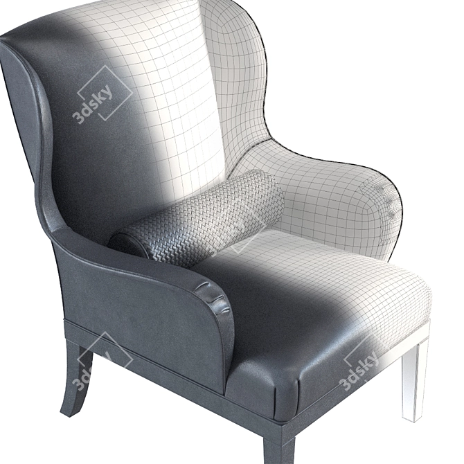 Veneta Stylish Chair & Ottoman 3D model image 3