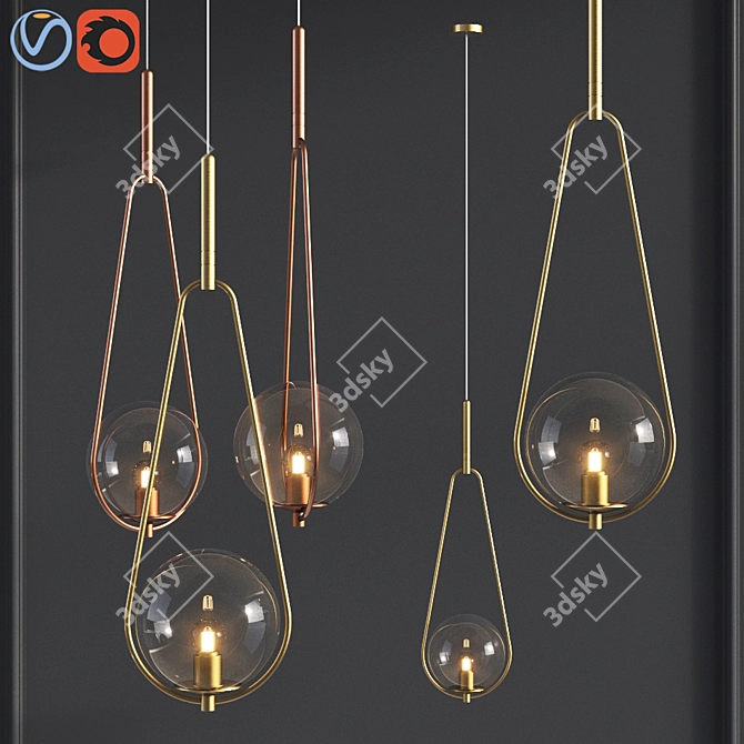 Brass Glass Pendant: Elegant Lighting 3D model image 1