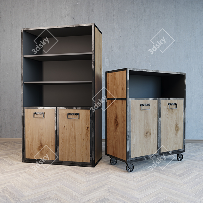 Kodiak Cabinet: Solid Wood and Steel Drawers 3D model image 1