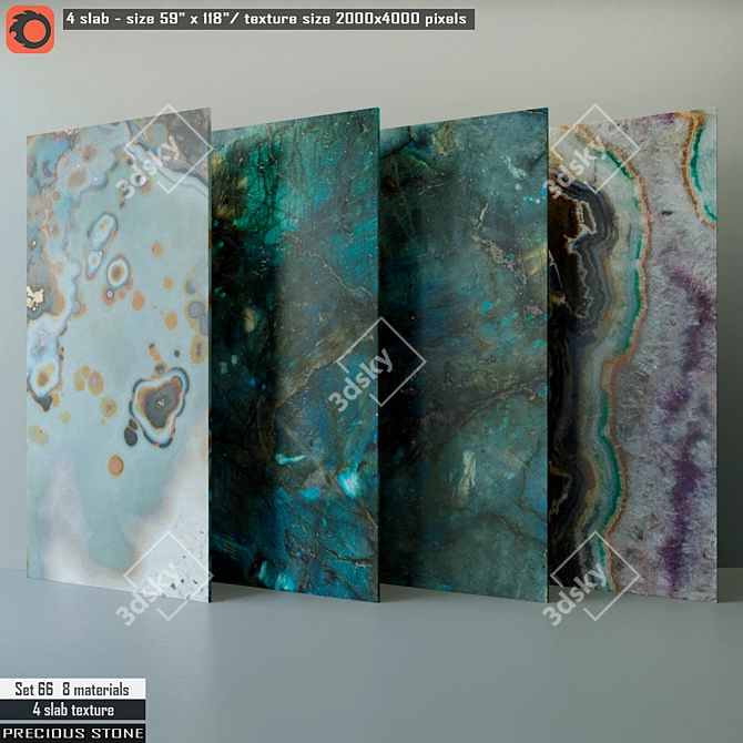 Luxury Stone Slab Set 66 - High-Resolution Textures & 8 Preset Materials 3D model image 1