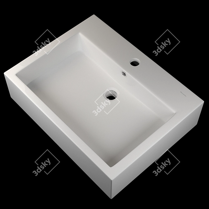 Elegant White Ceramic Wash Basin 3D model image 1