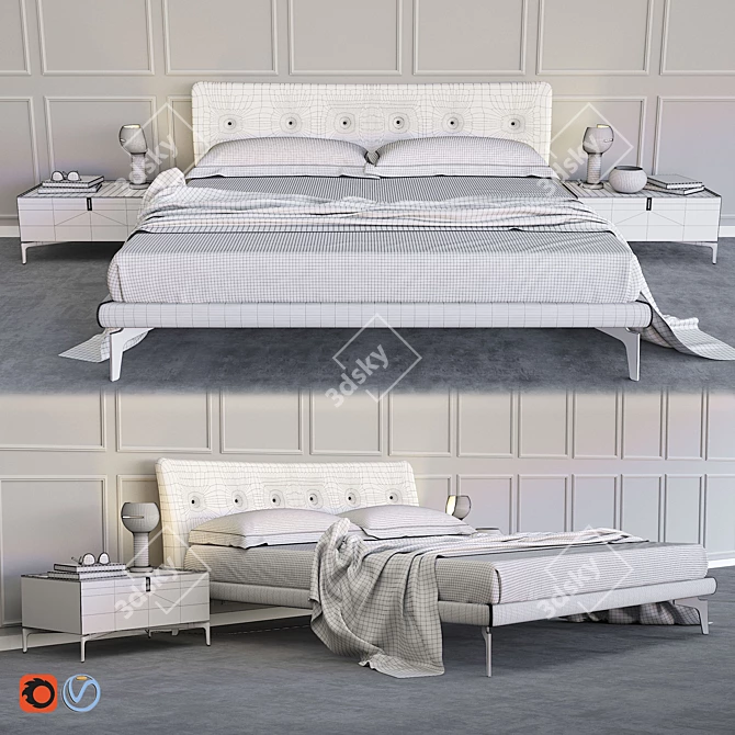 Alivar Arca Bed: Italian Elegance for Serene Sleep 3D model image 2