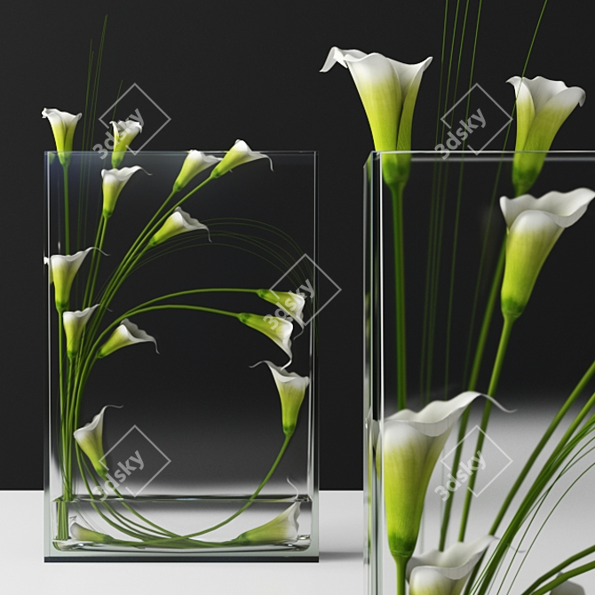 Luxury Lily Glass Vase 3D model image 1