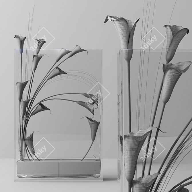 Luxury Lily Glass Vase 3D model image 2