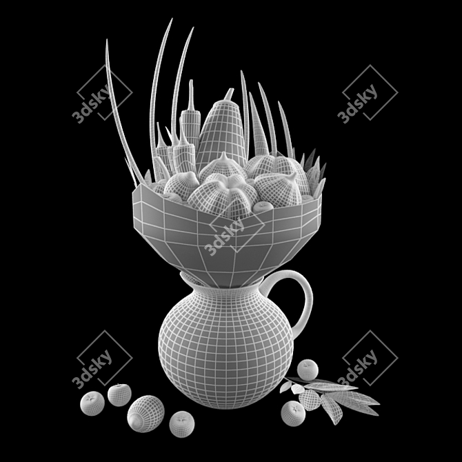 Title: Vibrant Veggie Bouquet 3D model image 2