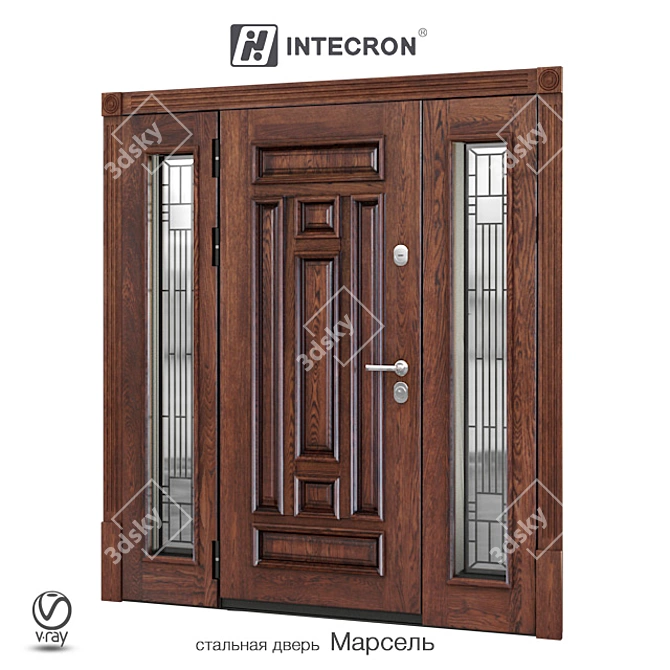 Elegant Marseille Steel Door 3D model image 1