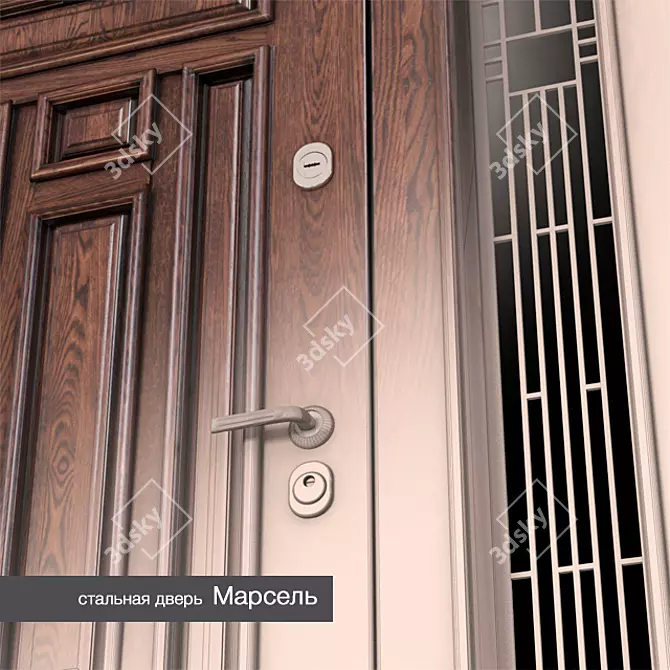 Elegant Marseille Steel Door 3D model image 3