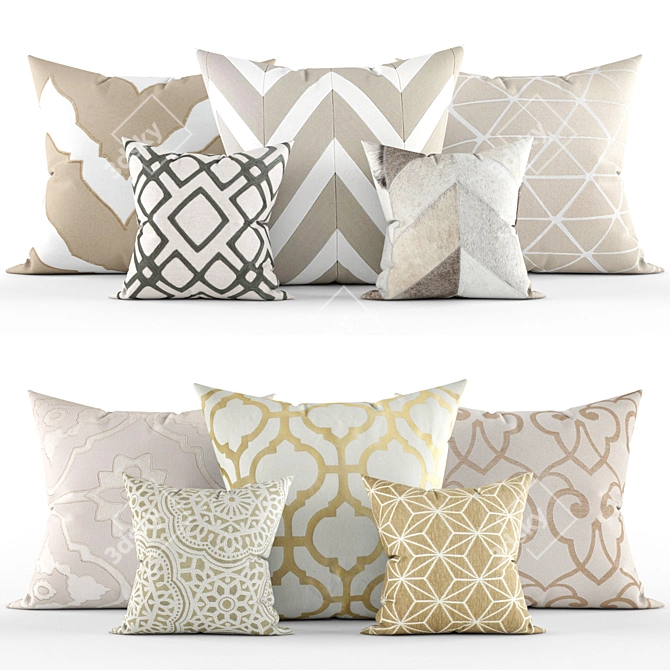 Stylish Accent Cushions 3D model image 1